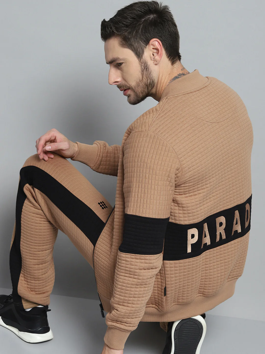 Rock.it Men Khaki Printed Round Neck Full Sleeve Winter Tracksuit - Image 6