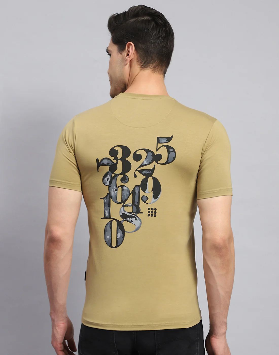 Rock.it Men Khaki Printed Round Neck Half Sleeve T-Shirt - Image 6