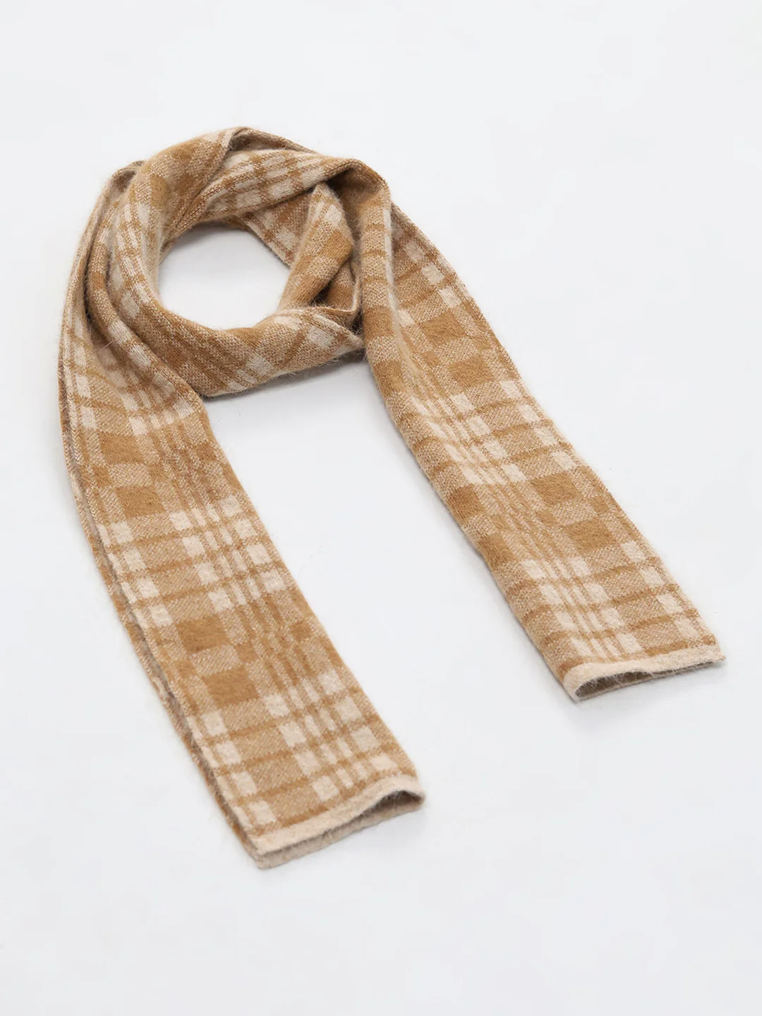 Men Khaki Self Design Angoora Muffler - Image 5