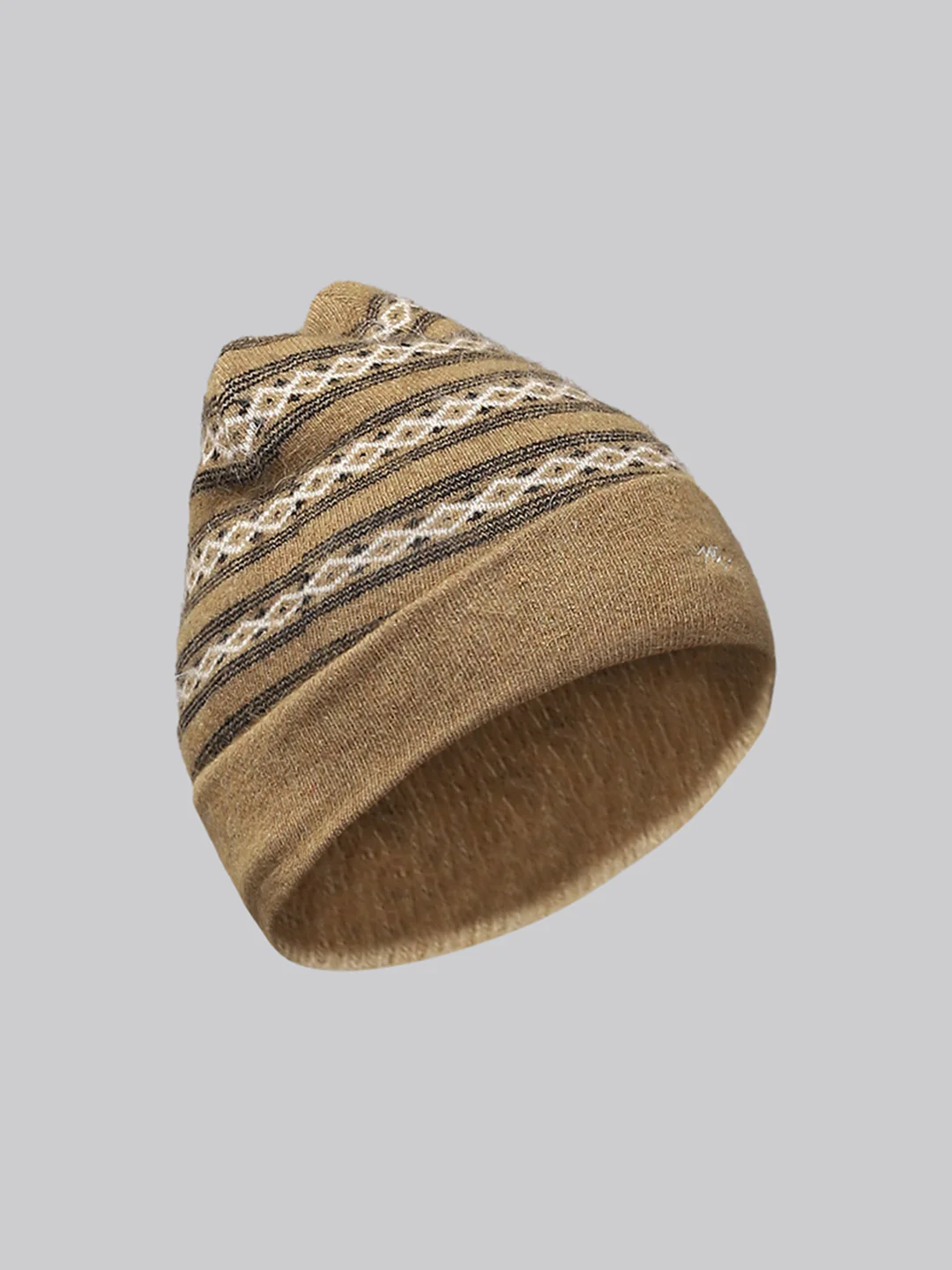 Men Khaki Self Design Cap - Image 2