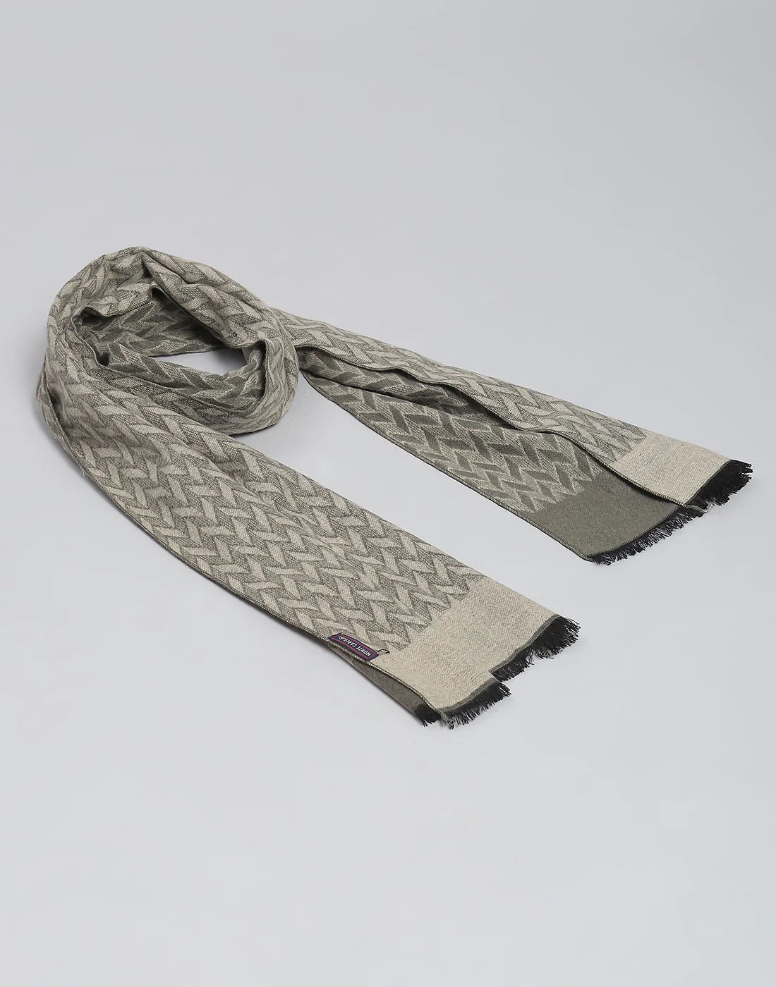 Men Khaki Self Design Muffler - Image 5