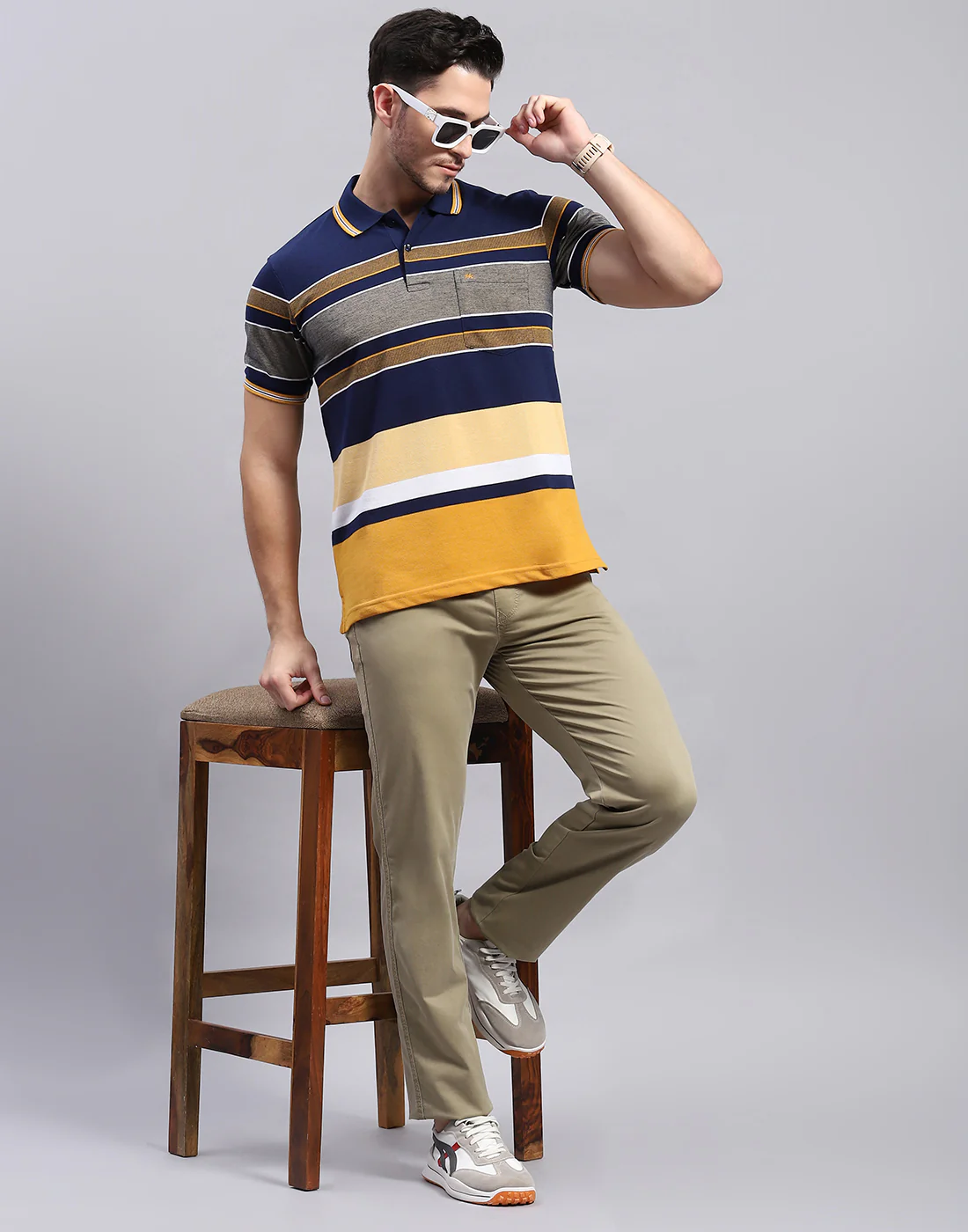 Men Khaki Solid Regular Fit Lower - Image 2