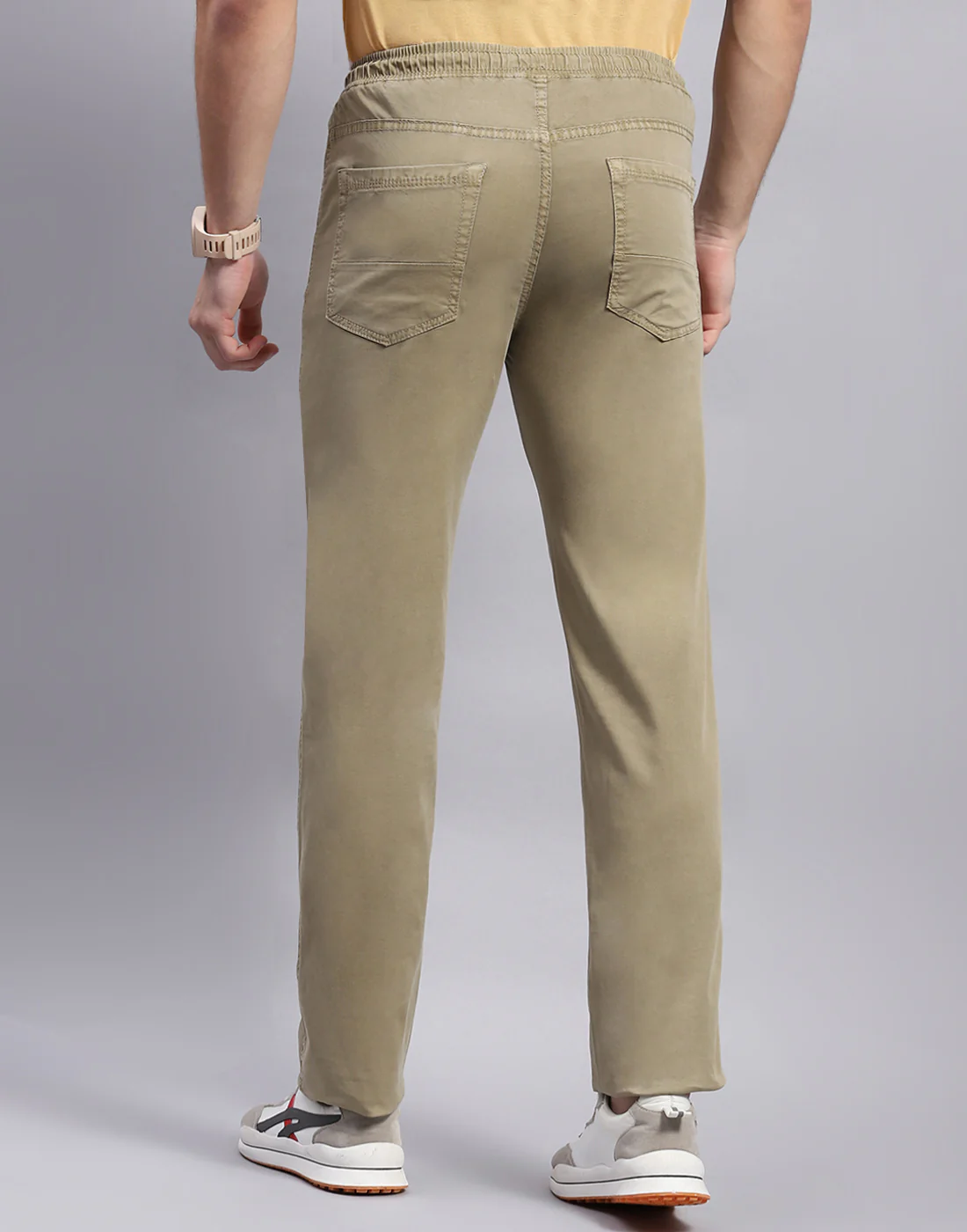 Men Khaki Solid Regular Fit Lower - Image 5