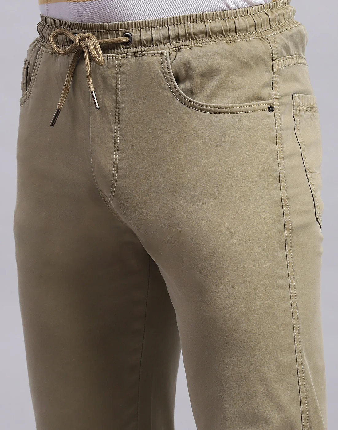 Men Khaki Solid Regular Fit Lower - Image 6