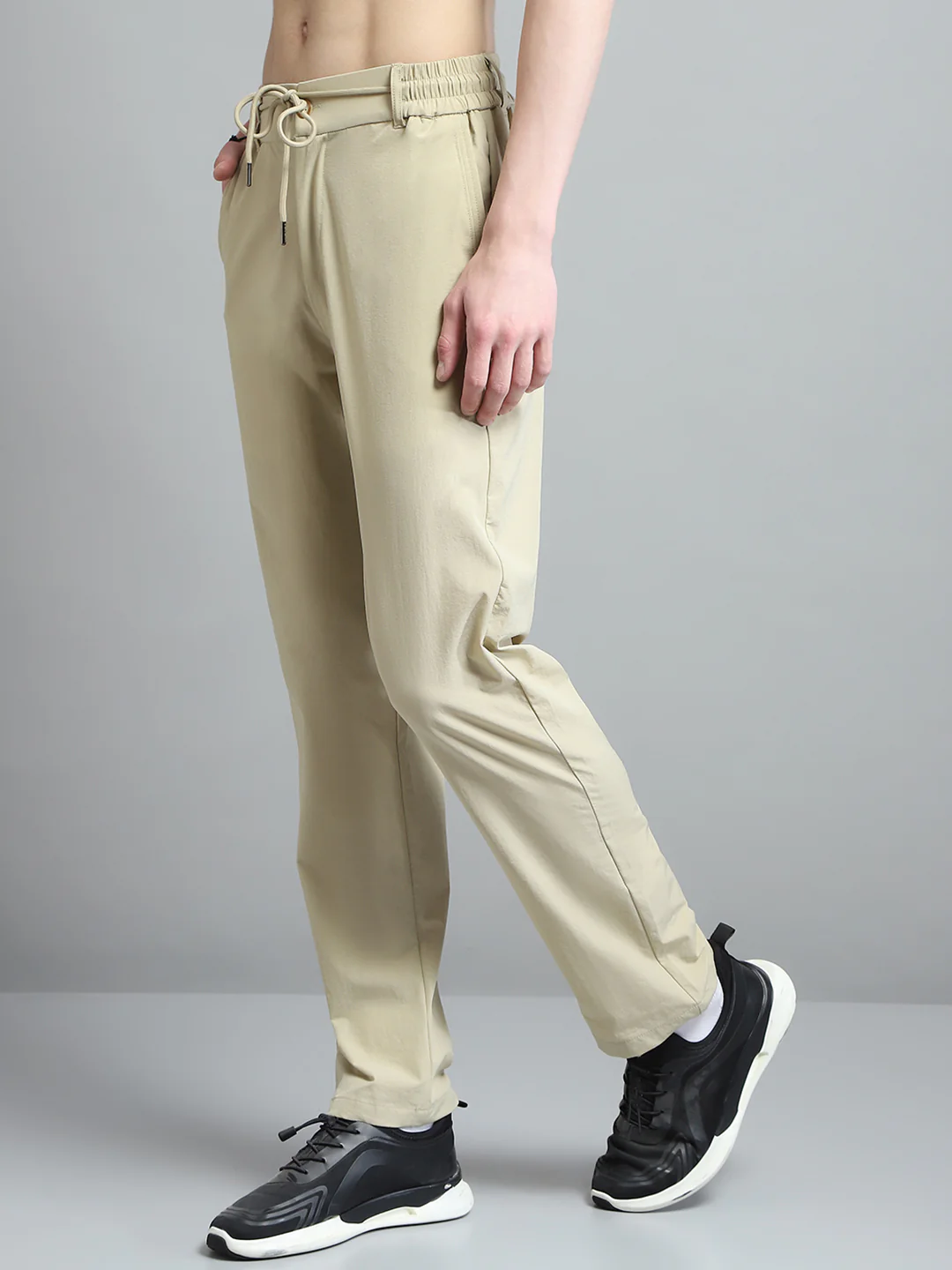 Men Khaki Solid Regular Fit Lower - Image 3