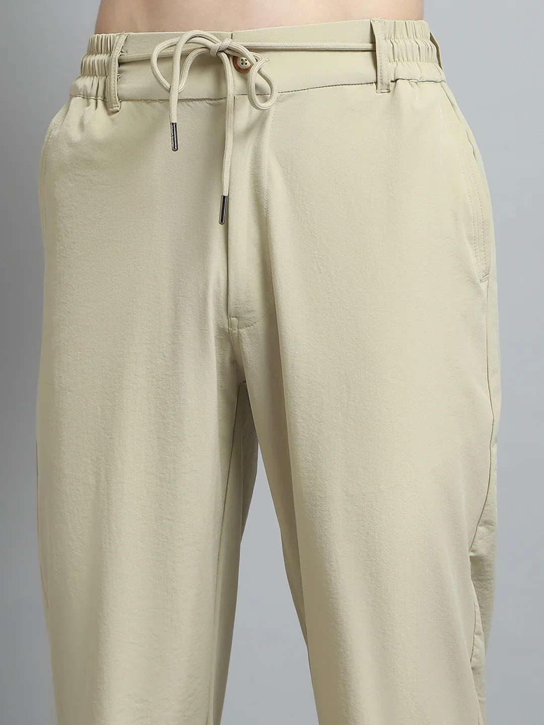 Men Khaki Solid Regular Fit Lower - Image 6