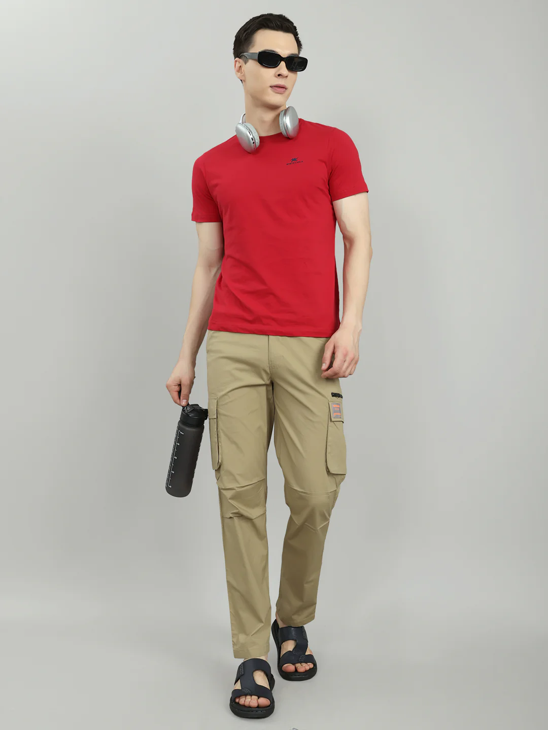 Men Khaki Solid Regular Fit Lower - Image 2