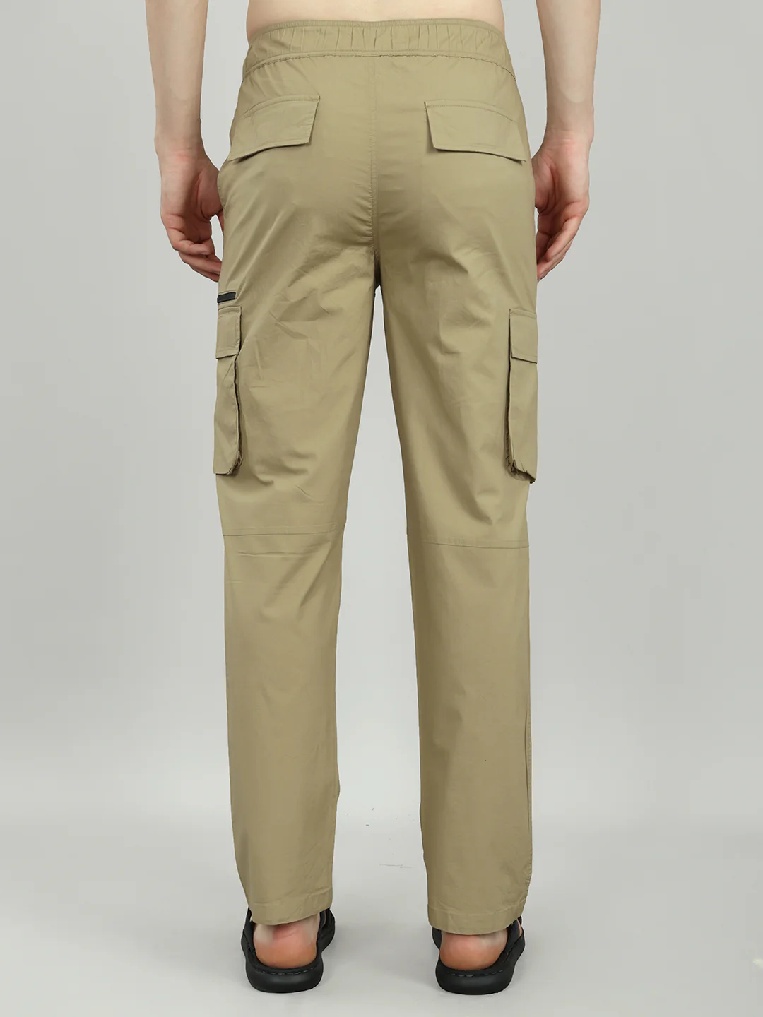 Men Khaki Solid Regular Fit Lower - Image 6