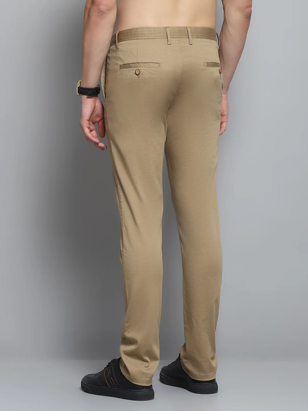 Men Khaki Solid   Trouser - Image 5