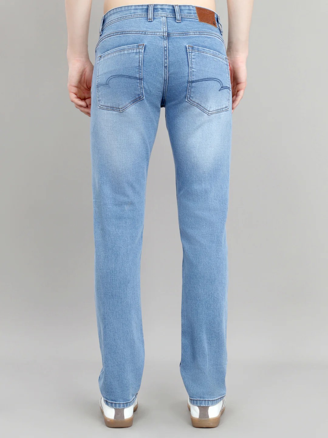 Men Light Blue Light Wash Narrow Fit Denim - Image 4