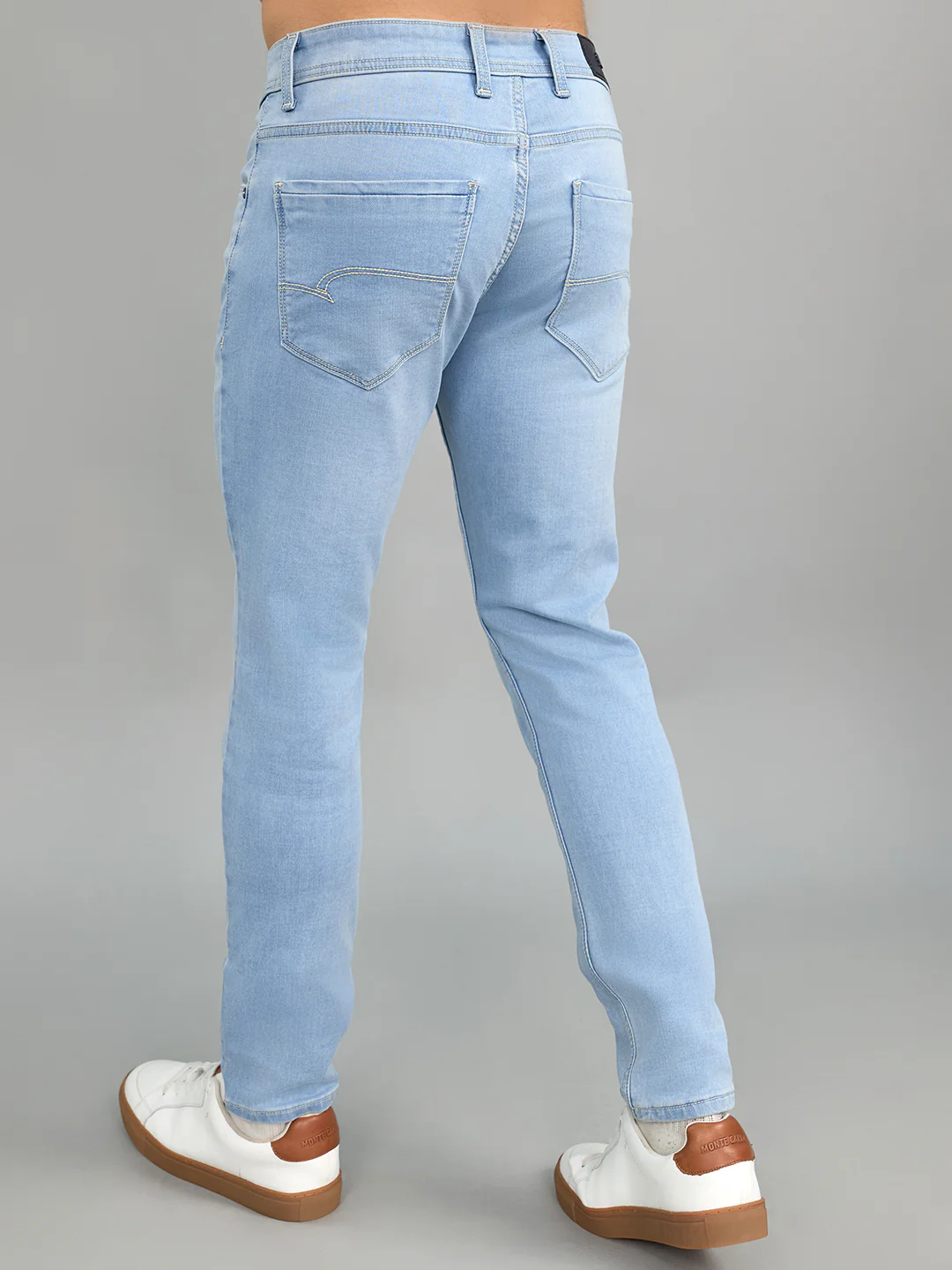 Men Light Blue Solid Skinny Fit Denim - Image 4