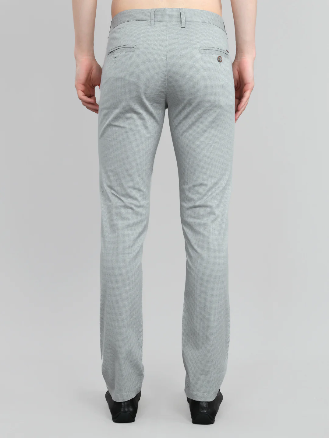 Men Light Grey Check Slim Fit Trouser - Image 5