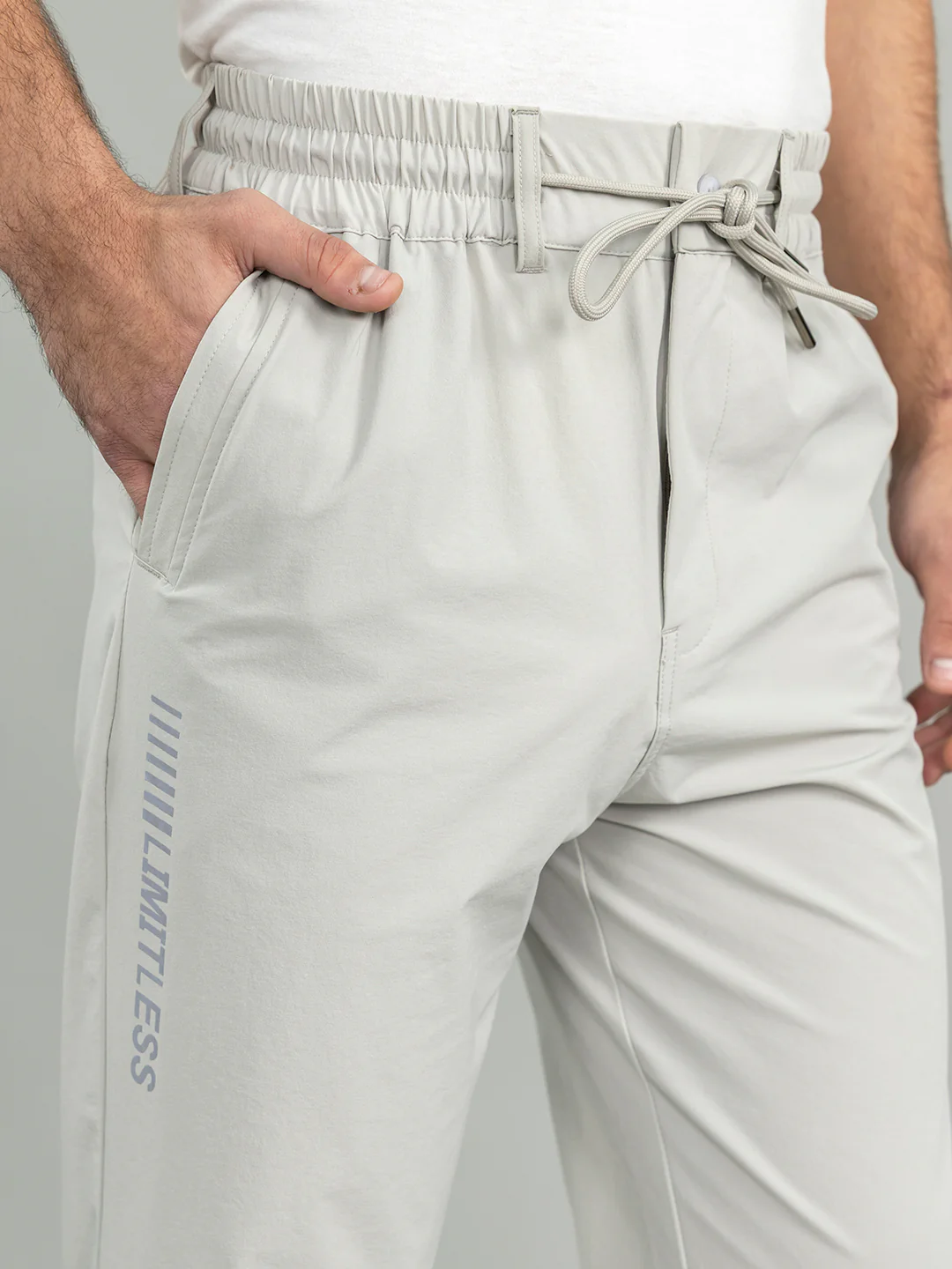 Men Light Grey Solid Regular Fit Lower - Image 5