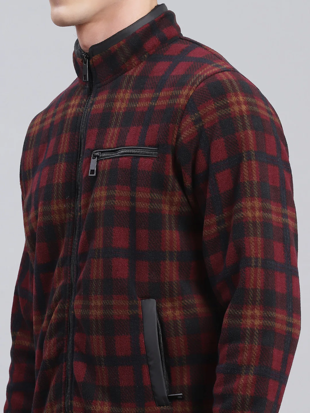 Men Maroon & Black Solid Cotton Blend Sweatshirt - Image 6
