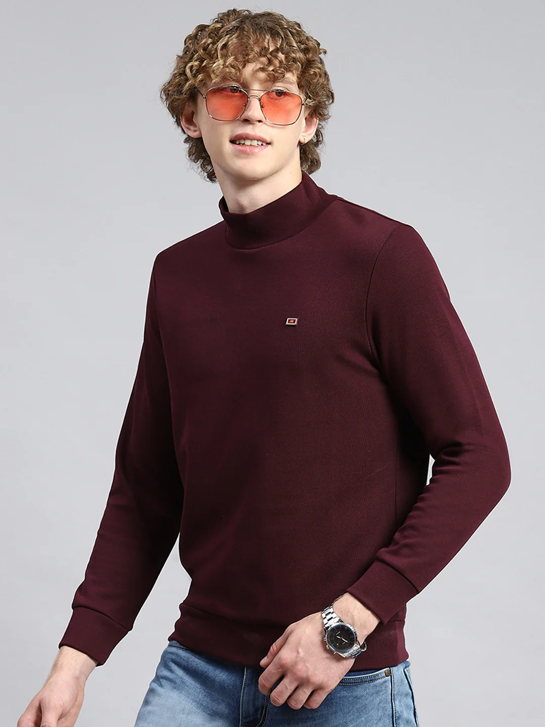 Men Maroon Plain T-Shirt - Image 4