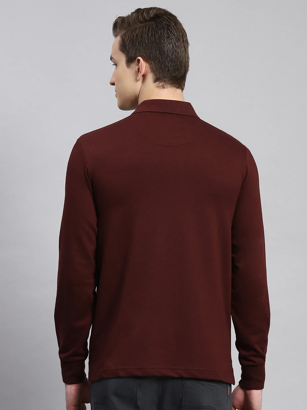 Men Maroon Plain Winter T-Shirt - Image 5