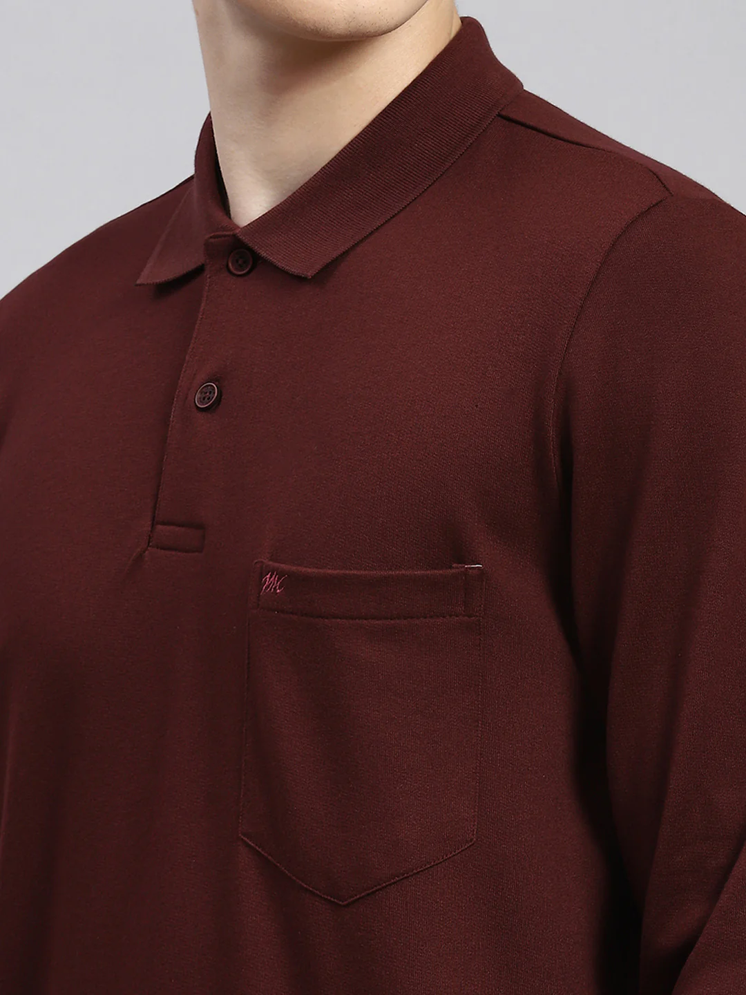 Men Maroon Plain Winter T-Shirt - Image 6