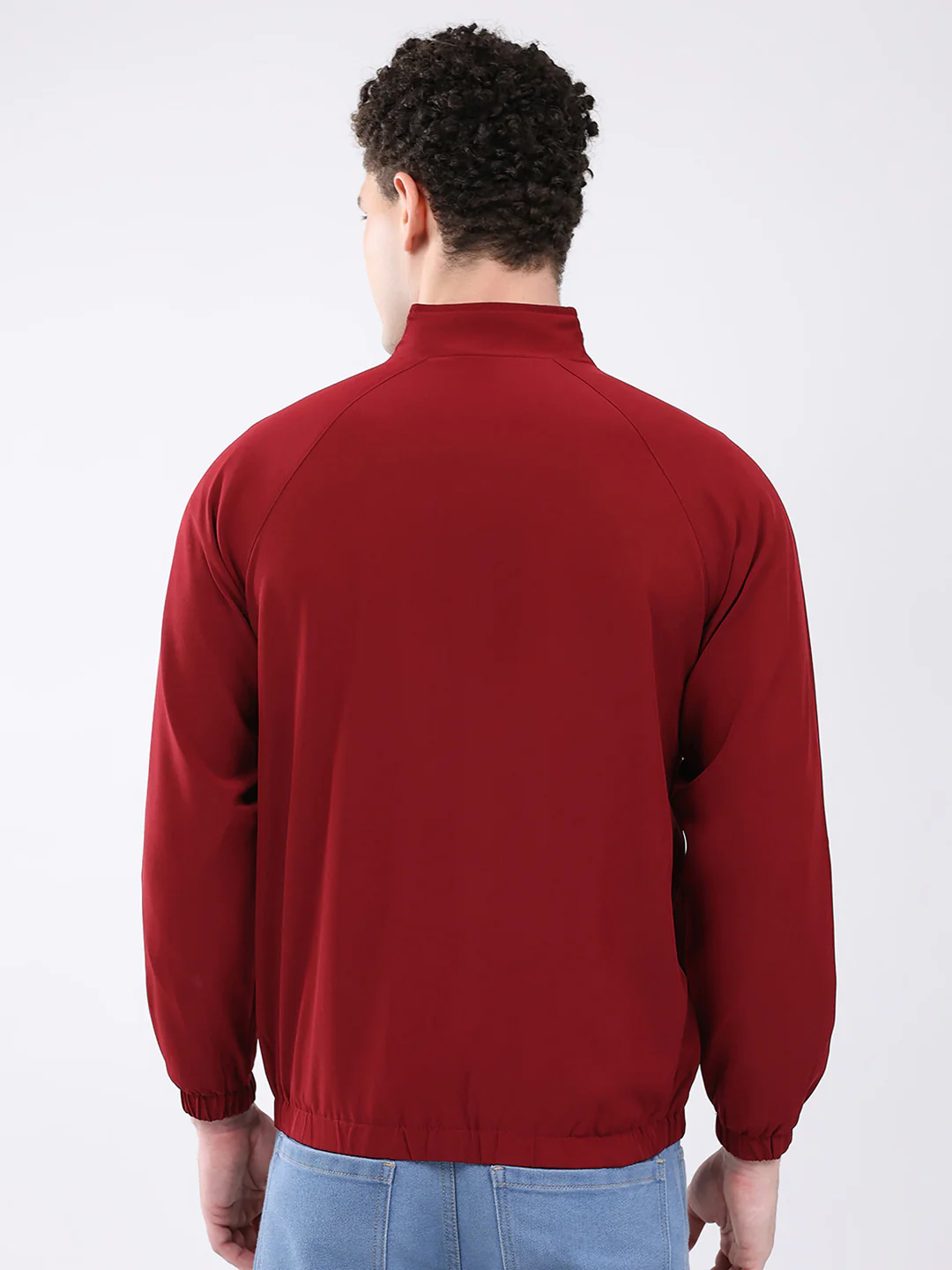 Men Maroon Printed Collar Full Sleeve Jacket - Image 5
