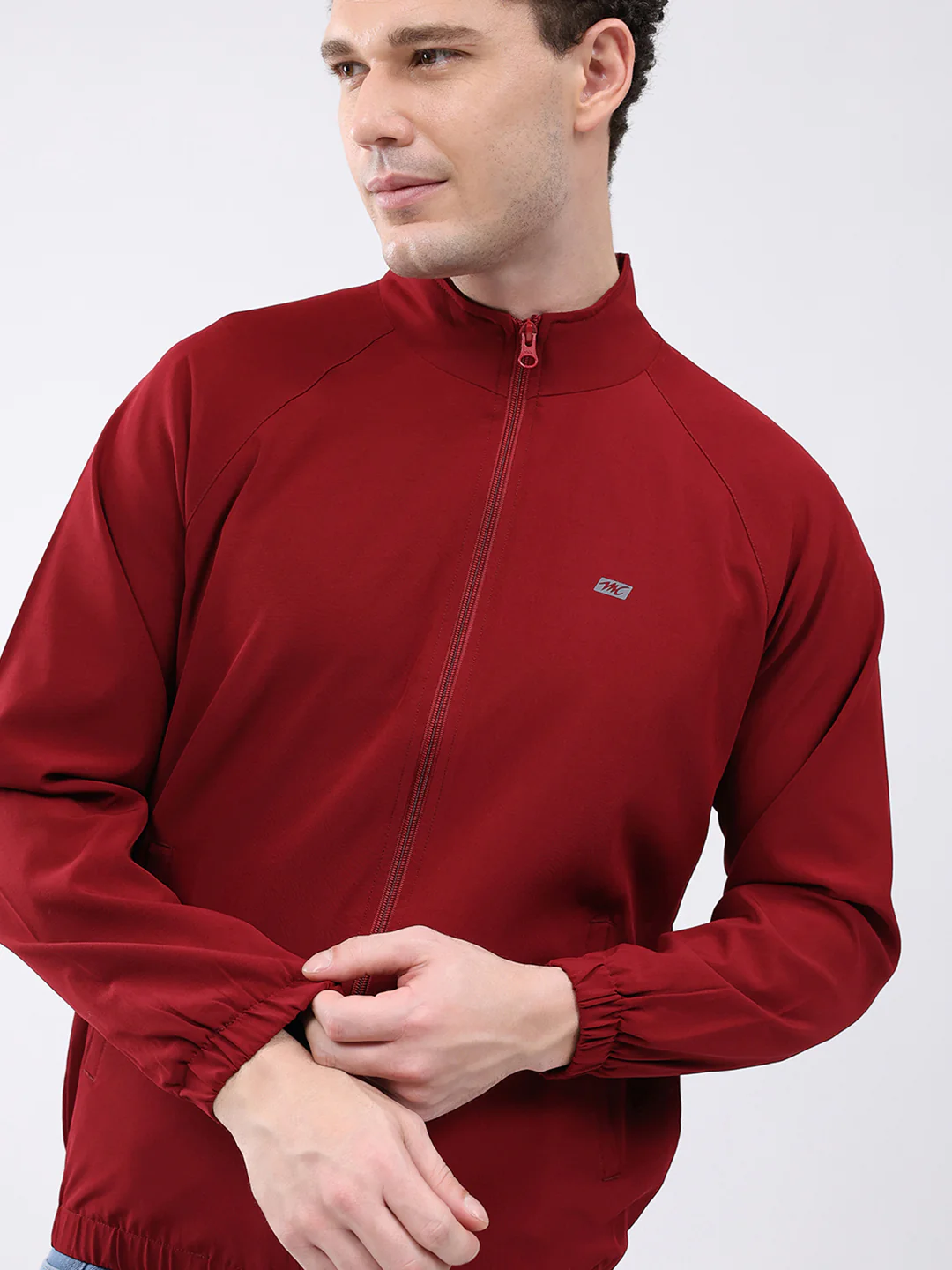 Men Maroon Printed Collar Full Sleeve Jacket - Image 7