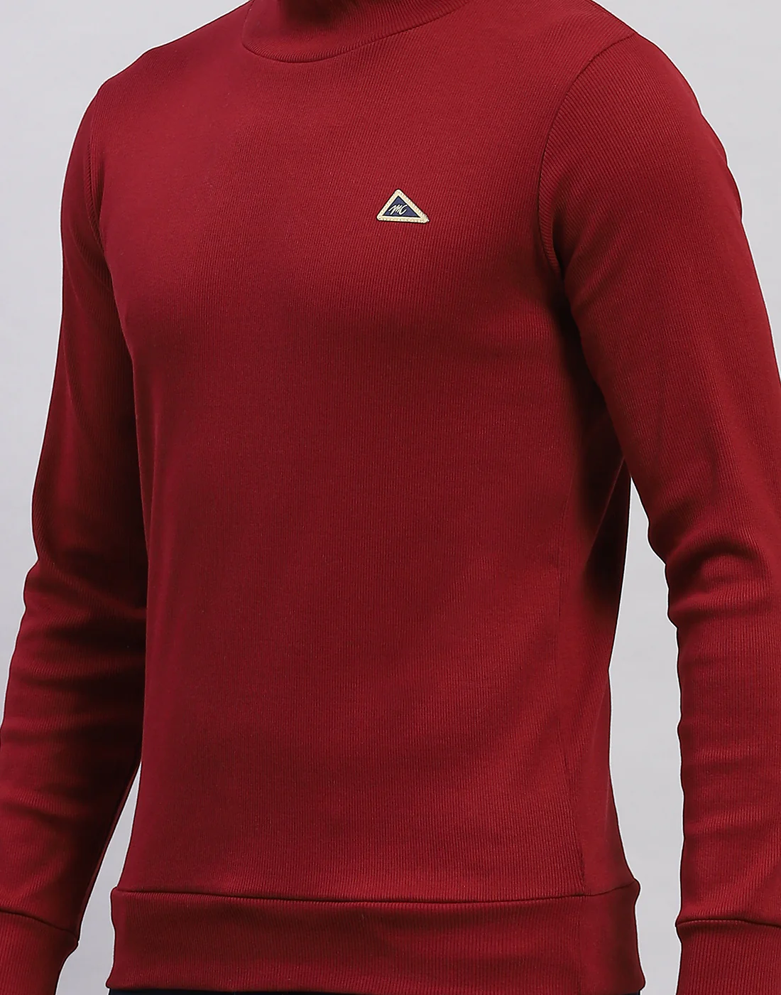 Men Maroon Printed High Neck Full Sleeve Winter T-Shirt - Image 6