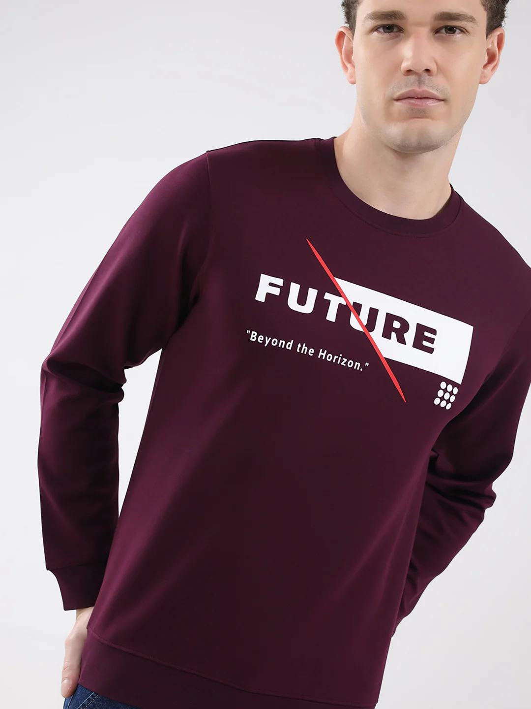 Rock.it Men Maroon Printed Round Neck Full Sleeve Sweatshirt - Image 6