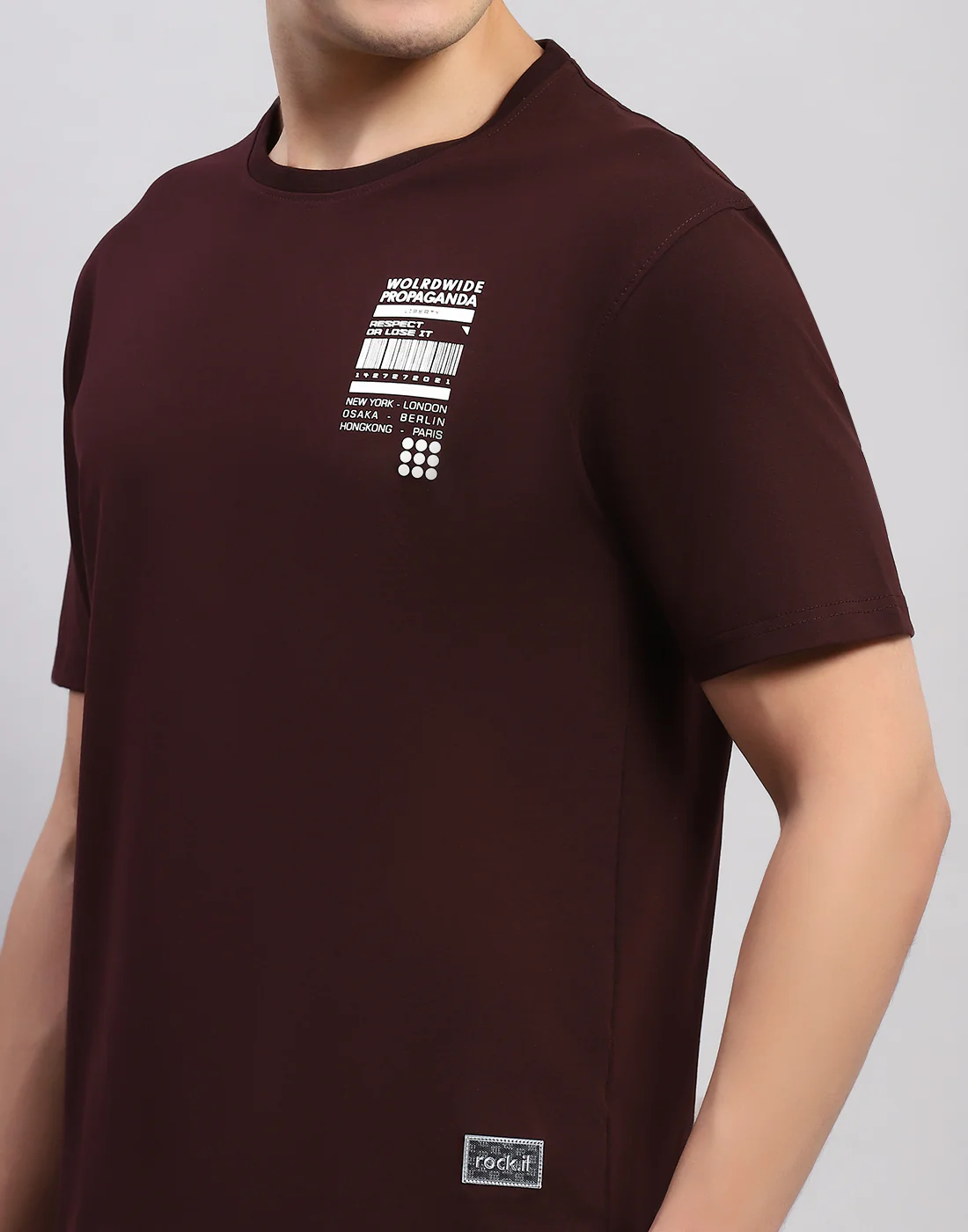 Rock.it Men Maroon Printed Round Neck Half Sleeve T-Shirt - Image 7