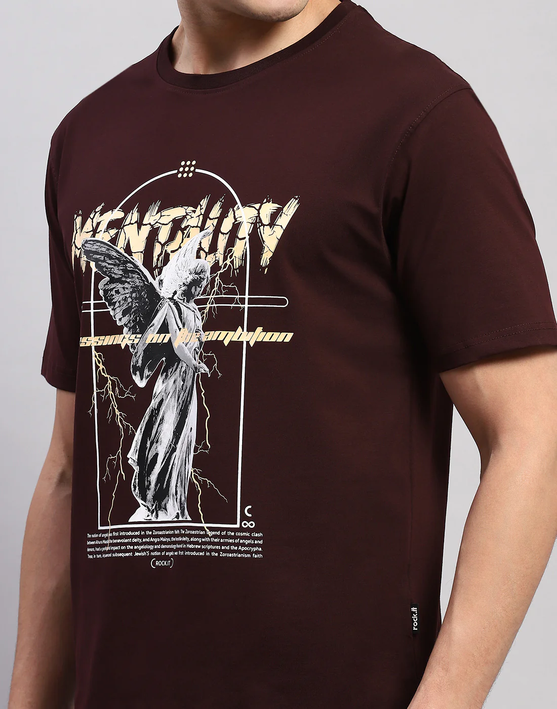 Rock.it Men Maroon Printed Round Neck Half Sleeve T-Shirt - Image 6