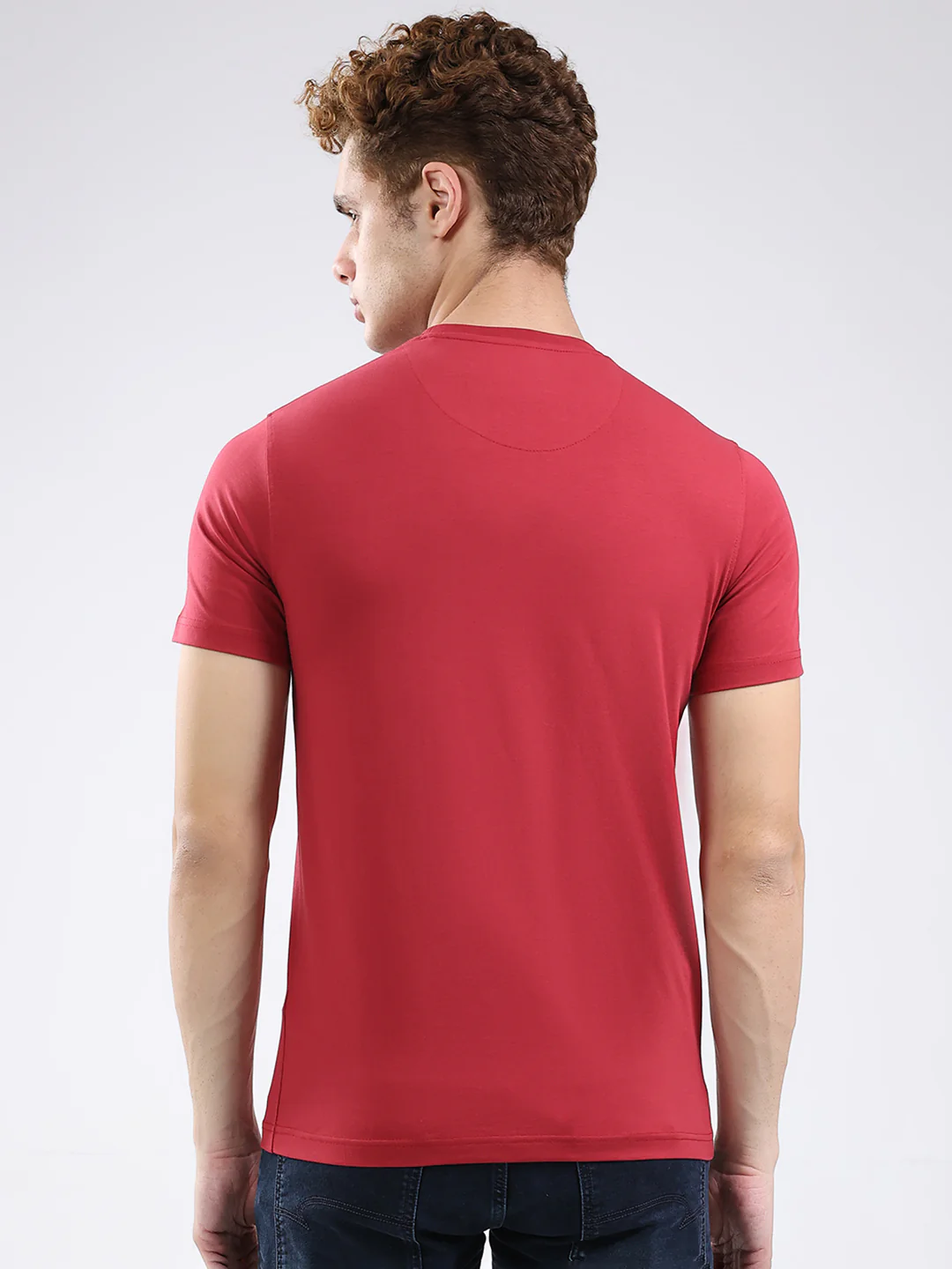 Men Maroon Printed Round Neck Half Sleeve T-Shirt - Image 5