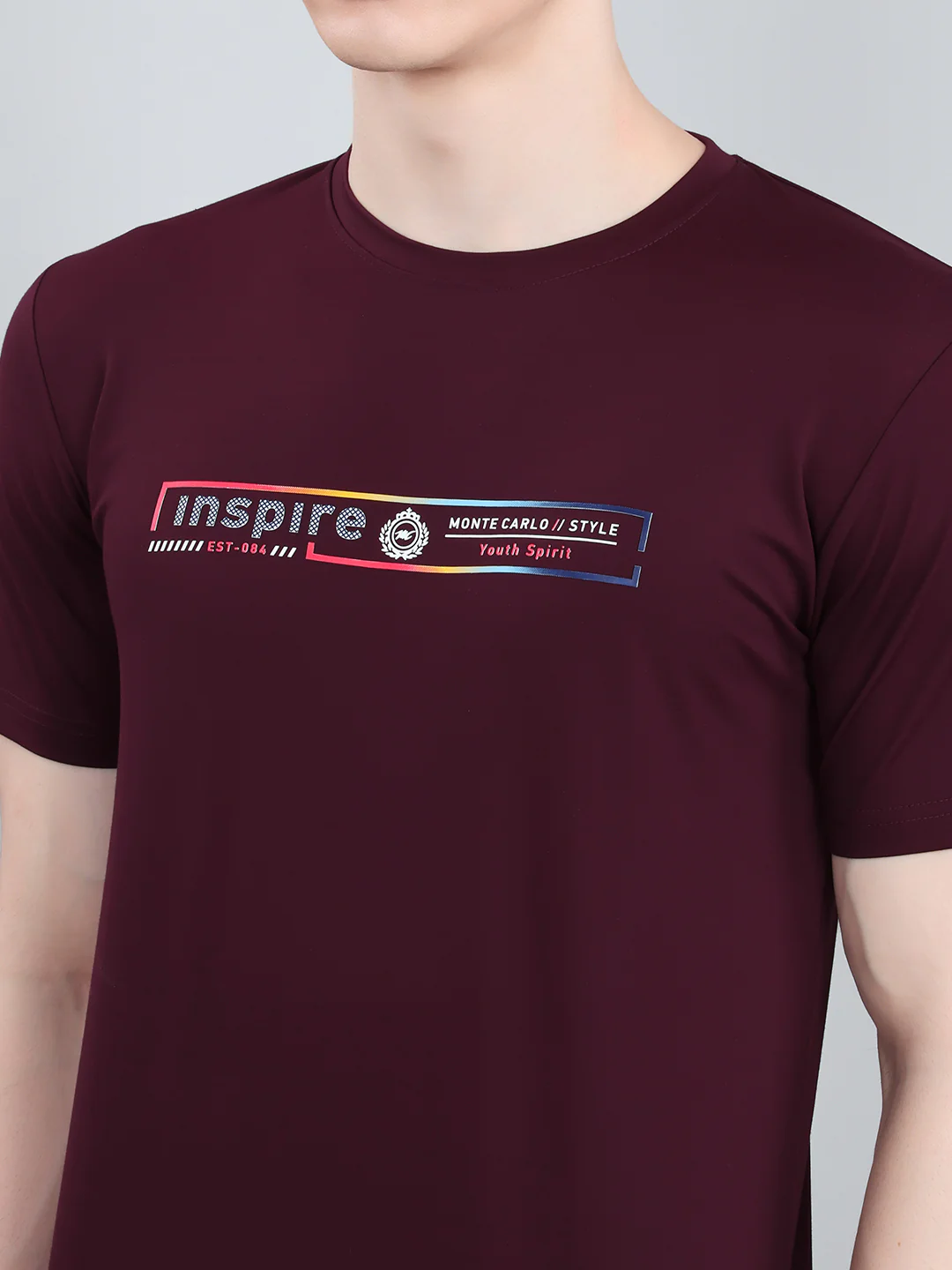 Men Maroon Printed Round Neck Half Sleeve T-Shirt - Image 5