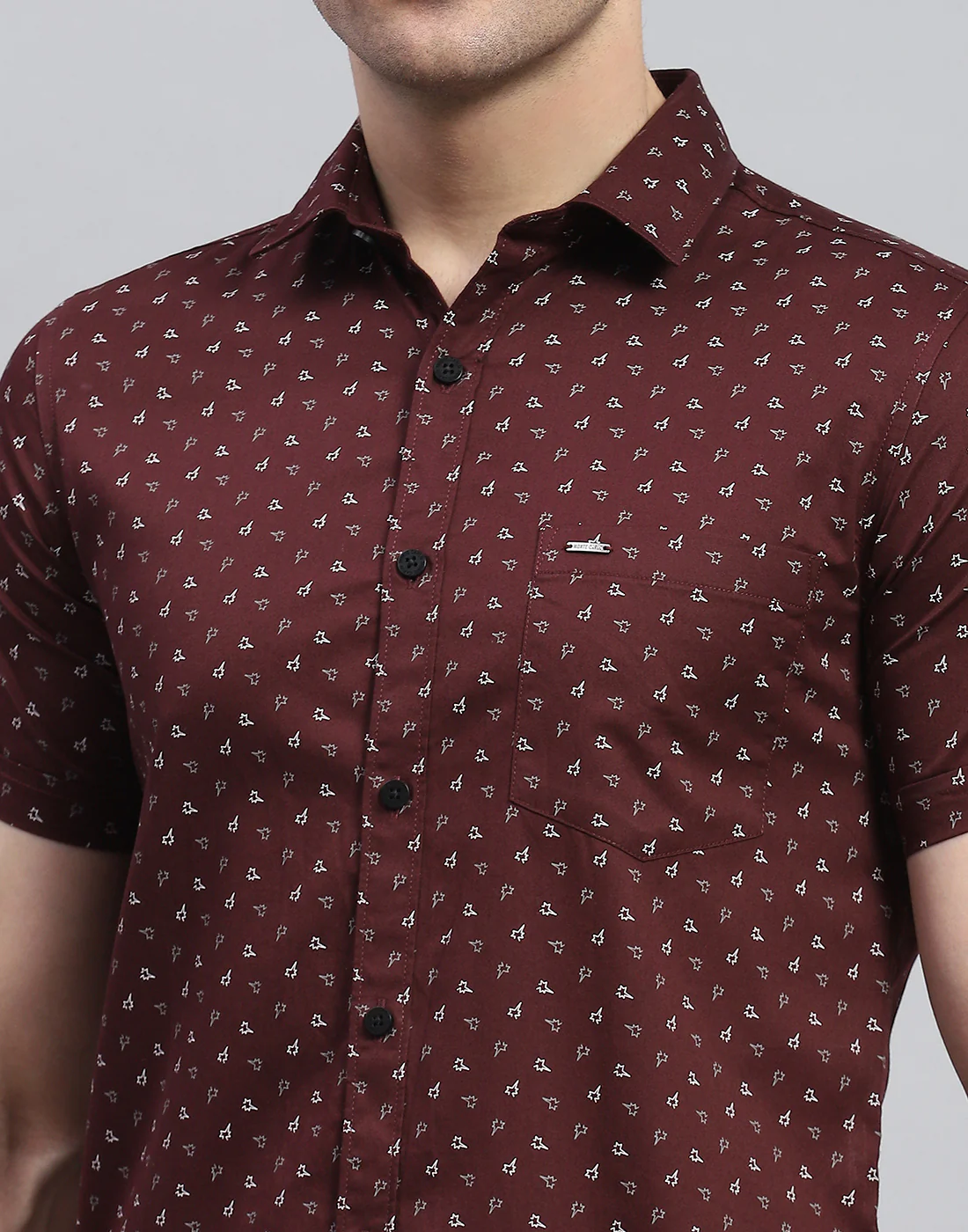 Men Maroon Printed Spread Collar Half Sleeve Shirt - Image 7