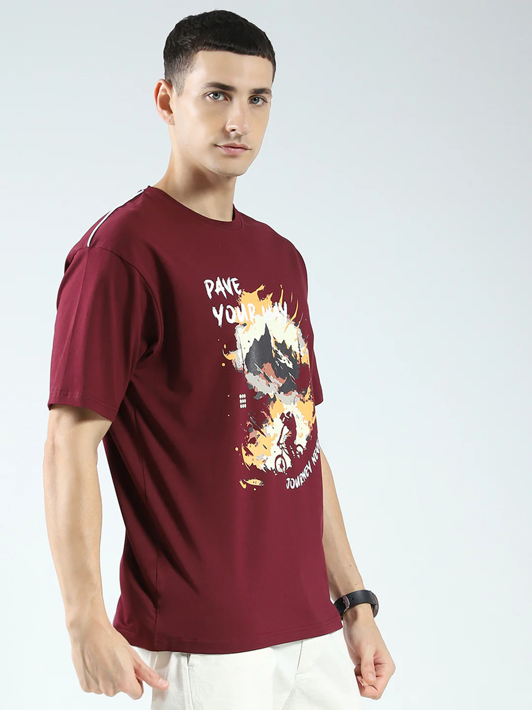 Rock.it Men Maroon Printed Round Neck Half Sleeve T-Shirt - Image 4