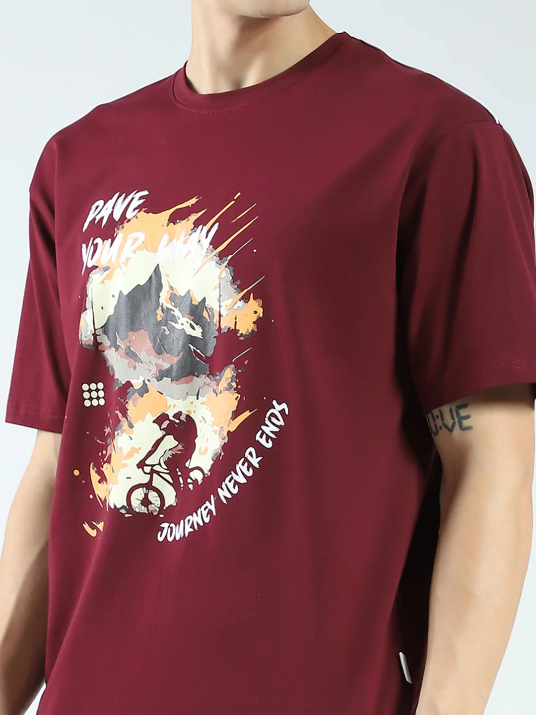 Rock.it Men Maroon Printed Round Neck Half Sleeve T-Shirt - Image 7