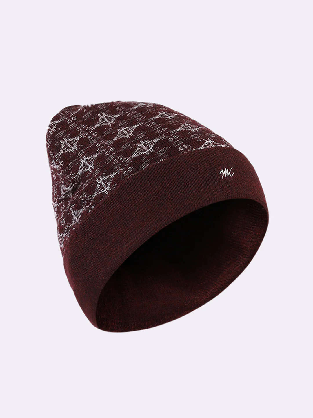 Men Maroon Self Design Blend Wool Cap - Image 2