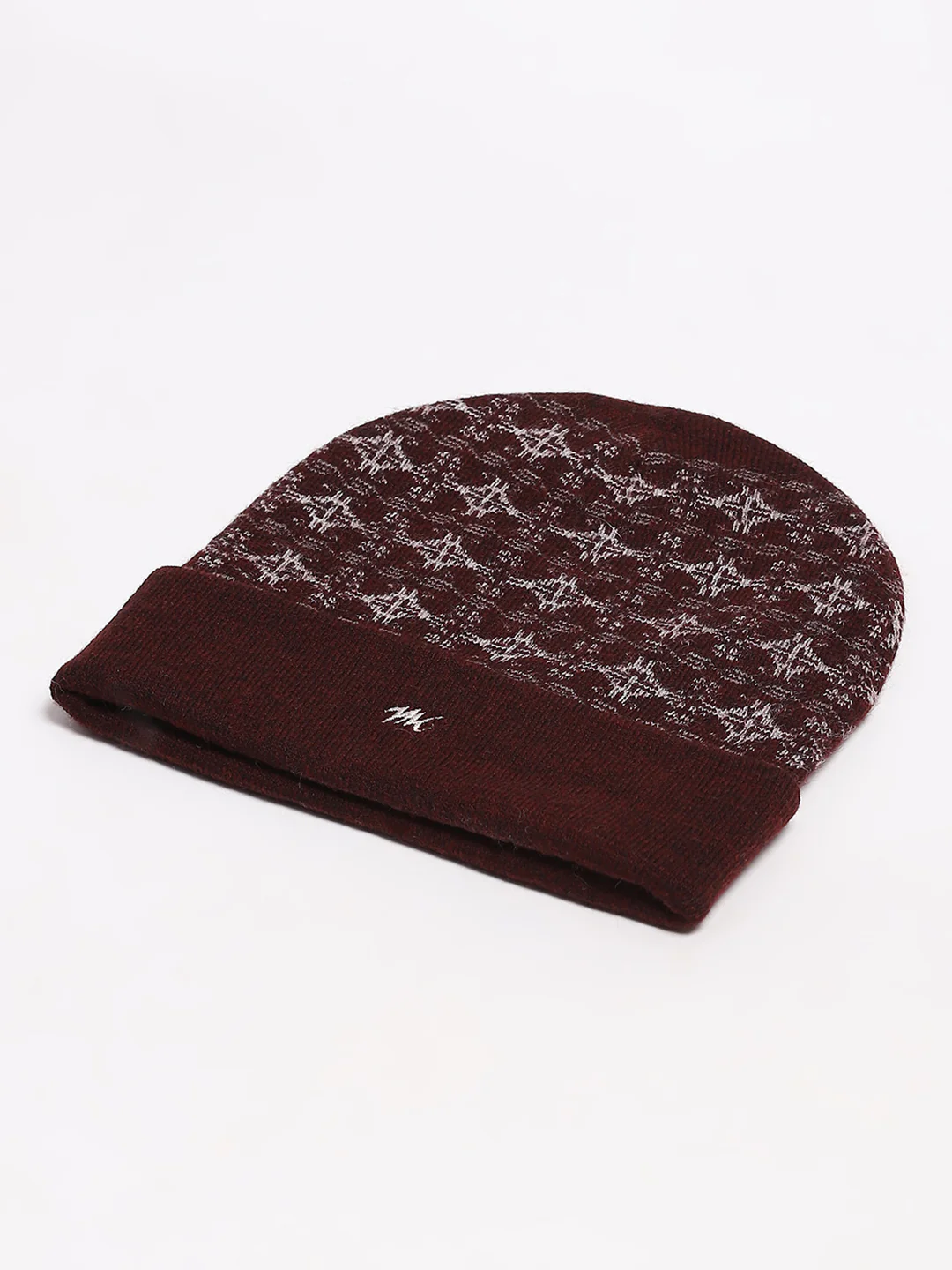 Men Maroon Self Design Blend Wool Cap - Image 6