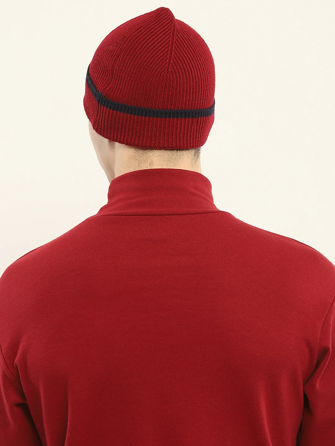 Men Maroon Self Design Cap - Image 5