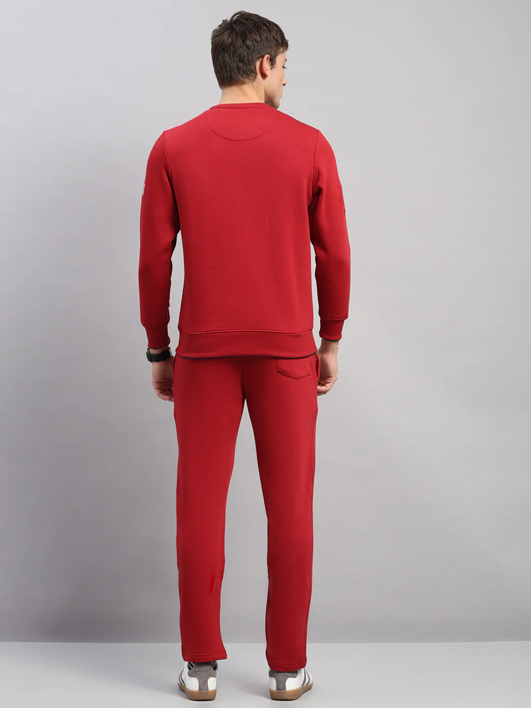 Men Maroon Self Design Collar Full Sleeve Winter Tracksuit - Image 5