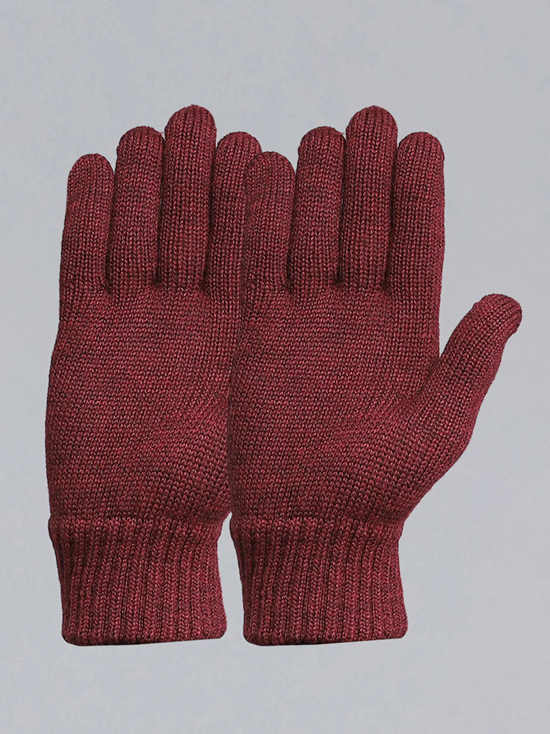 Men Maroon Self Design Gloves - Image 3