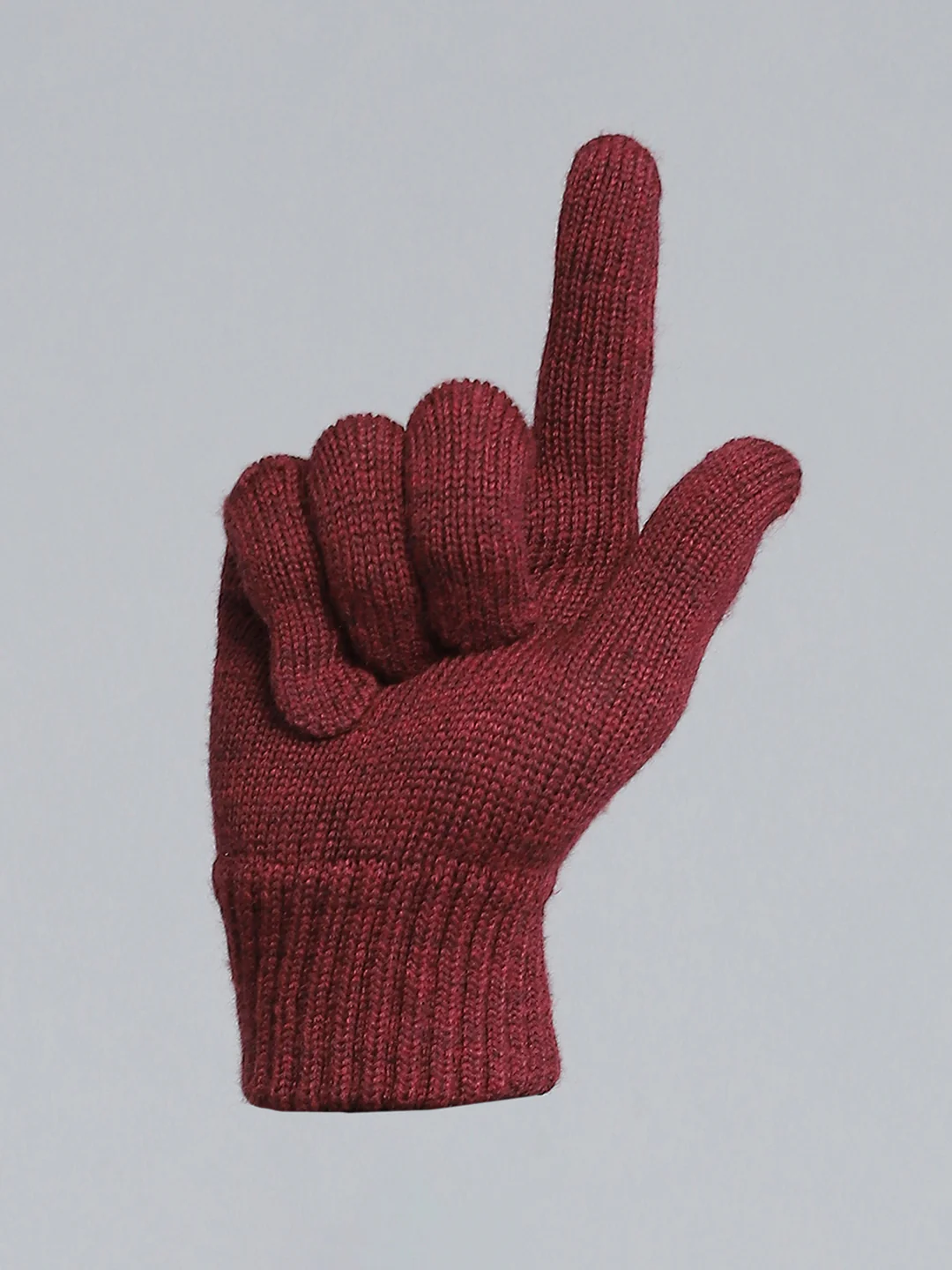 Men Maroon Self Design Gloves - Image 4