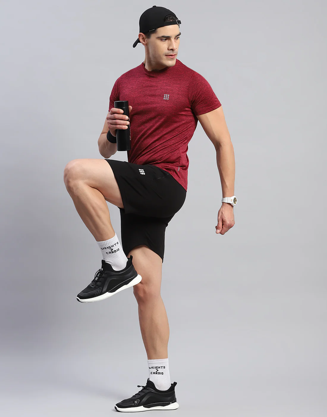 Rock.it Men Maroon Self Design Round Neck Half Sleeve T-Shirt - Image 2