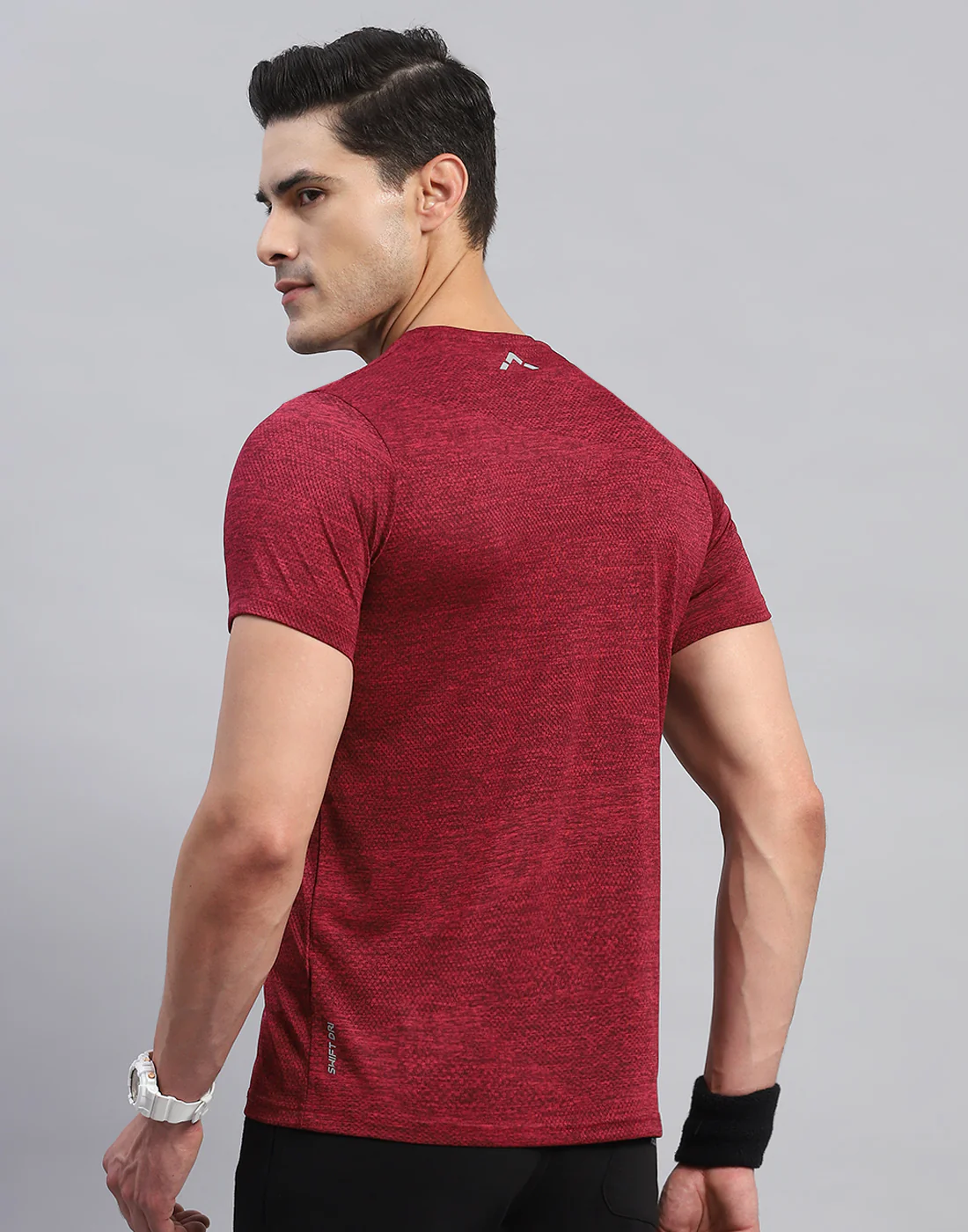 Rock.it Men Maroon Self Design Round Neck Half Sleeve T-Shirt - Image 5