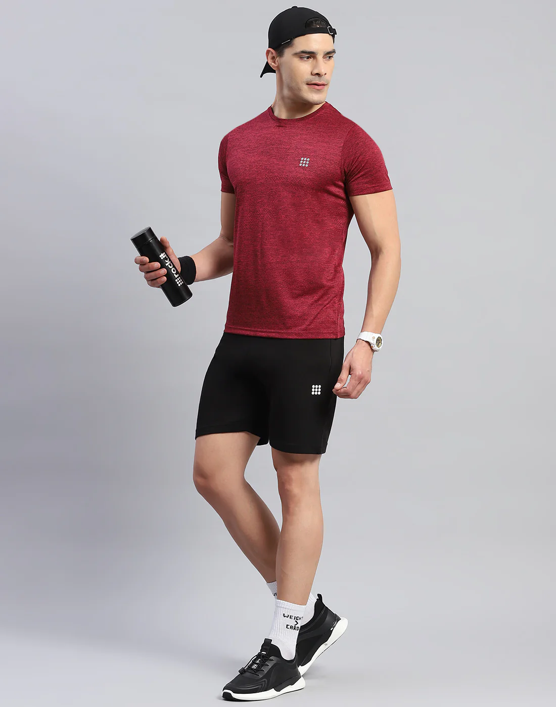Rock.it Men Maroon Self Design Round Neck Half Sleeve T-Shirt - Image 6