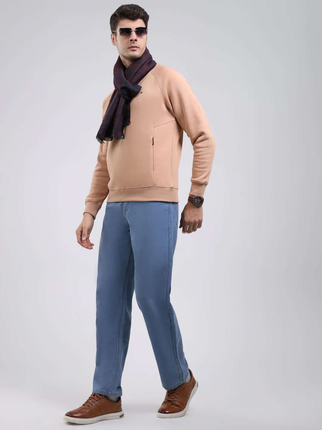Men Maroon Self Design Wool Blend Muffler - Image 2