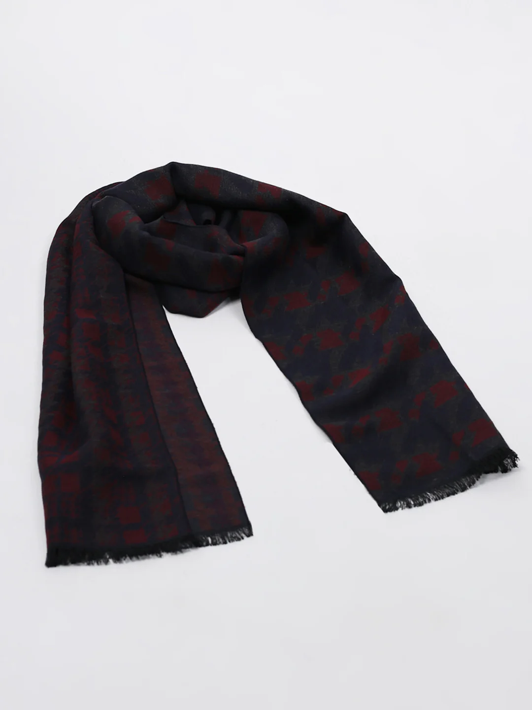 Men Maroon Self Design Wool Blend Muffler - Image 6