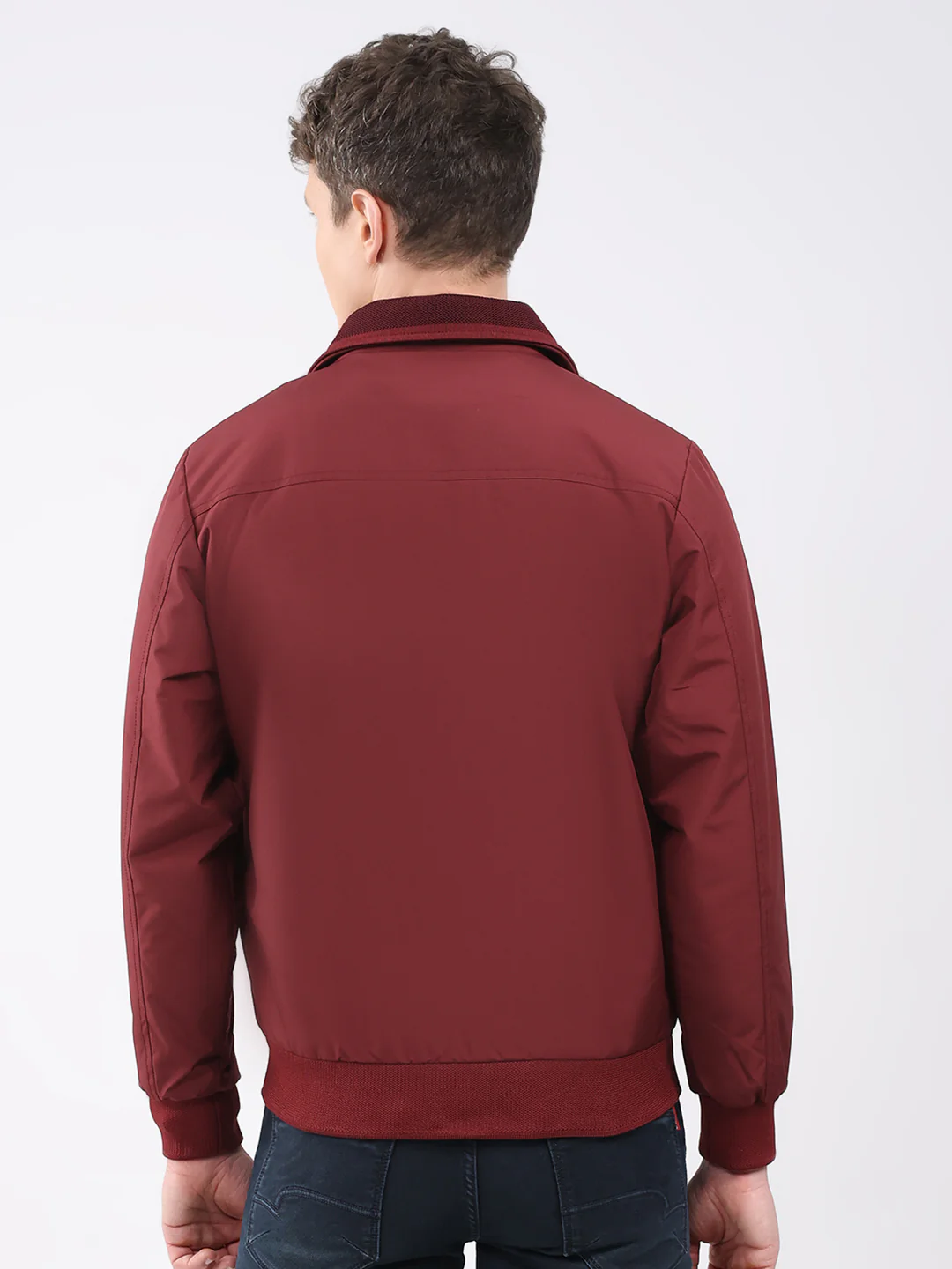 Men Maroon Solid Collar Full Sleeve Jacket - Image 5