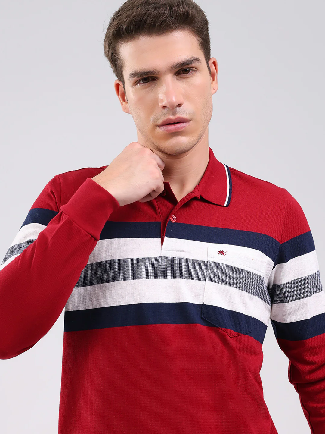 Men Maroon Solid Collar Full Sleeve Winter Tracksuit - Image 6