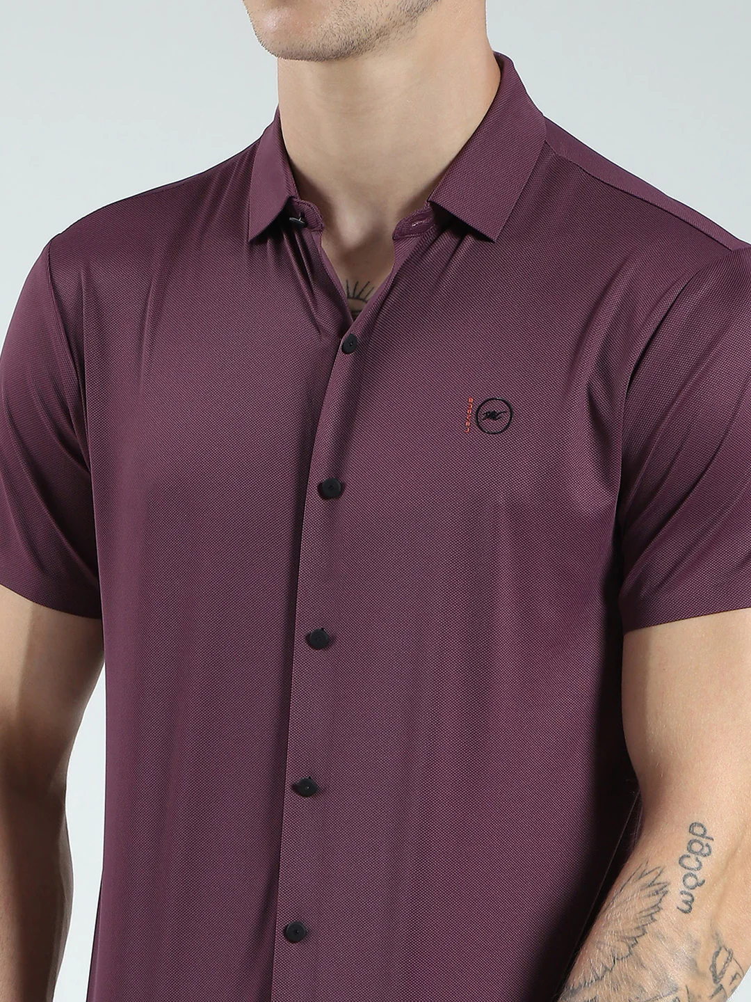 Men Maroon Solid Collar Half Sleeve Shirt - Image 7