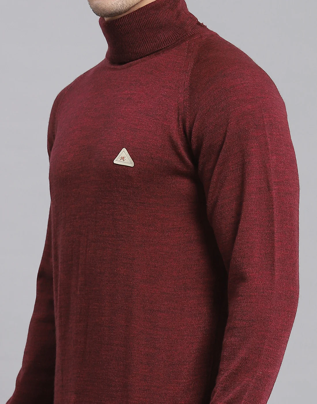 Men Maroon Solid High Neck Full Sleeve Pullover - Image 6