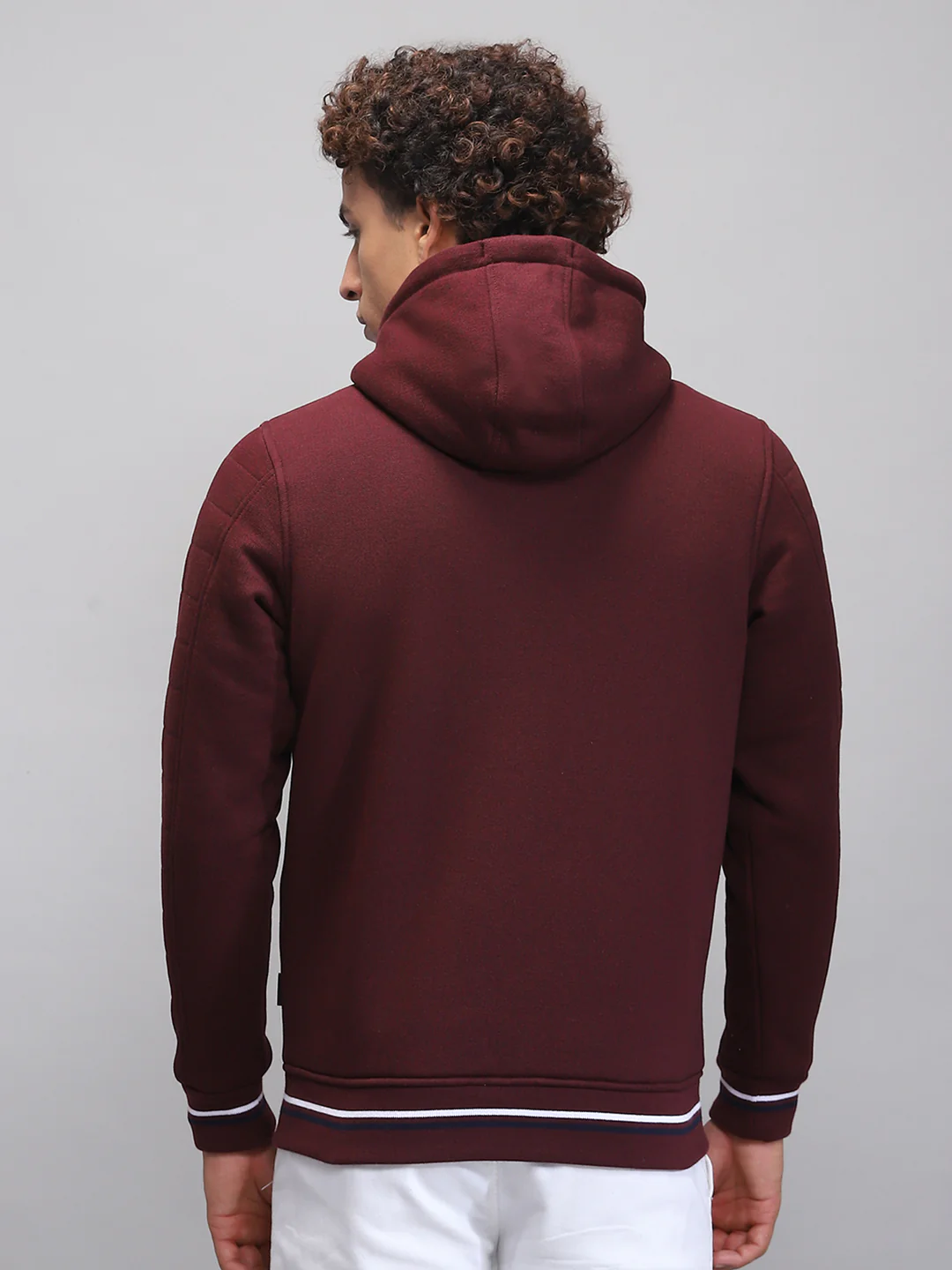 Rock.it Men Maroon Solid Hooded Full Sleeve Sweatshirt - Image 5
