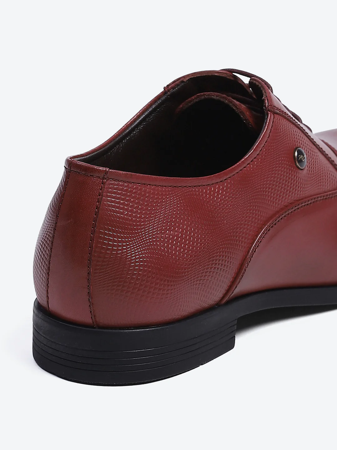 Men Maroon Solid Lace Up Genuine Leather Formal Oxfords - Image 8