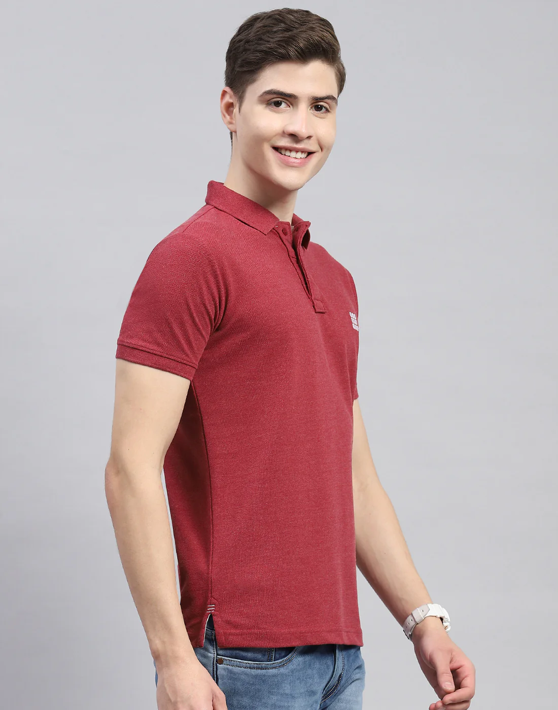 Rock.it Men Maroon Solid Polo Collar Half Sleeve T-Shirt - Image 4